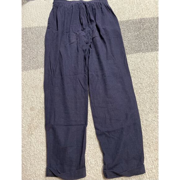 Max Studios Paperbag Casual Pants Linen Blend Women's Size Small Blue - Picture 9 of 10